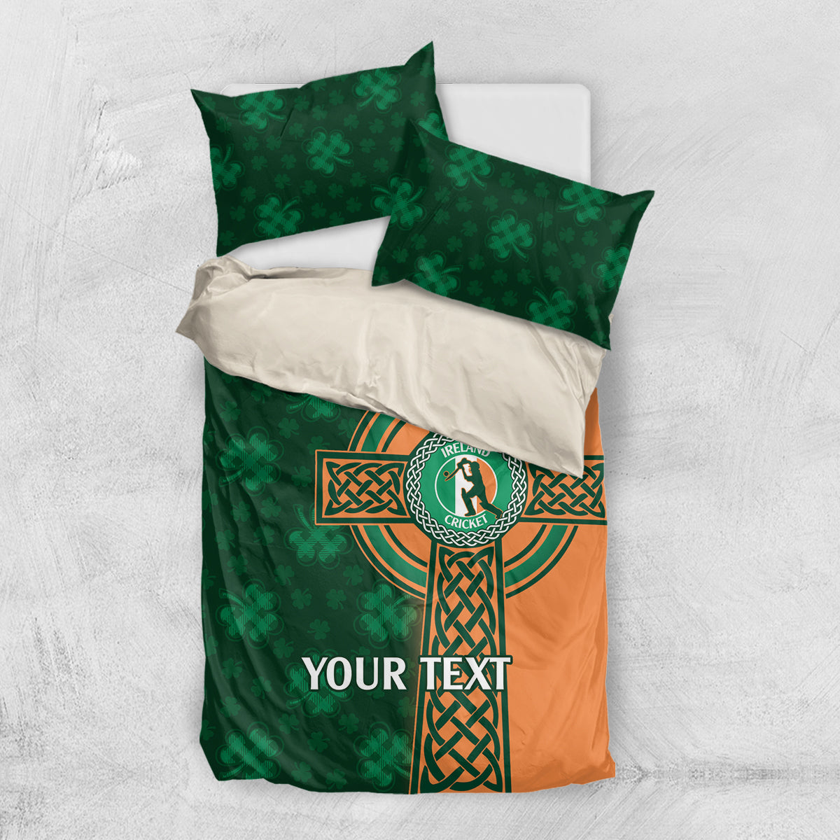 Custom Ireland Cricket Bedding Set 2024 Celtic Shamrock Go Champions - Vibe Hoodie Shop