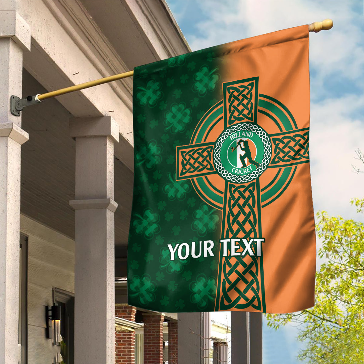 Custom Ireland Cricket Garden Flag 2024 Celtic Shamrock Go Champions - Vibe Hoodie Shop