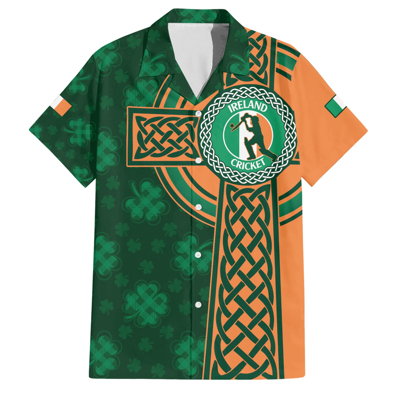 Custom Ireland Cricket Hawaiian Shirt 2024 Celtic Shamrock Go Champions - Vibe Hoodie Shop