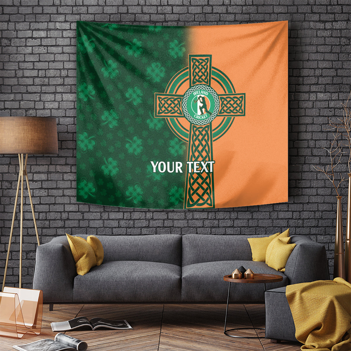 Custom Ireland Cricket Tapestry 2024 Celtic Shamrock Go Champions - Vibe Hoodie Shop