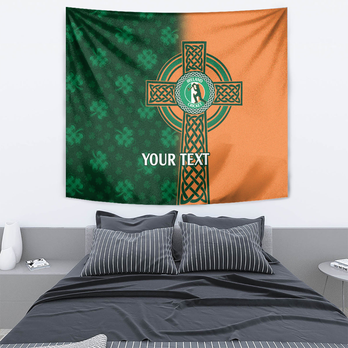 Custom Ireland Cricket Tapestry 2024 Celtic Shamrock Go Champions - Vibe Hoodie Shop