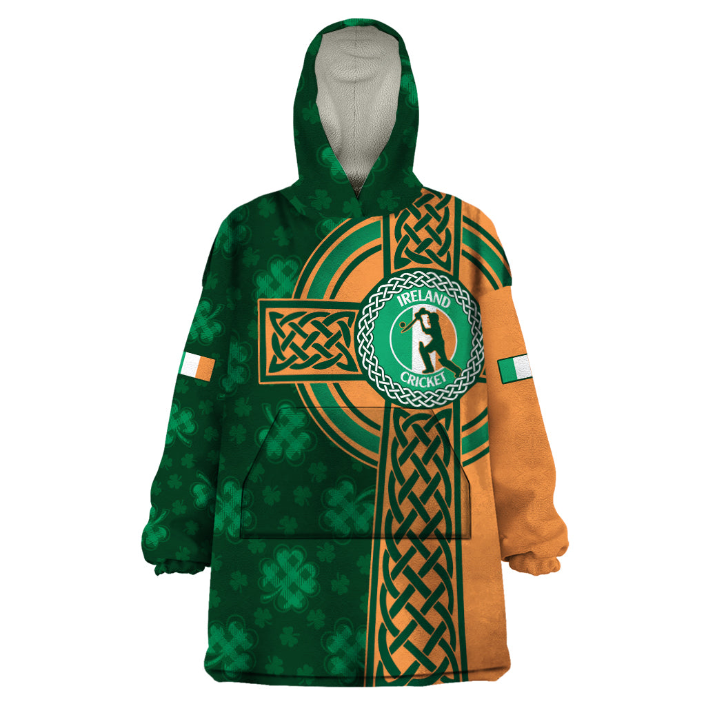 Custom Ireland Cricket Wearable Blanket Hoodie 2024 Celtic Shamrock Go Champions - Vibe Hoodie Shop