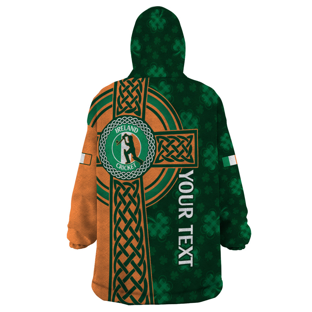 Custom Ireland Cricket Wearable Blanket Hoodie 2024 Celtic Shamrock Go Champions - Vibe Hoodie Shop