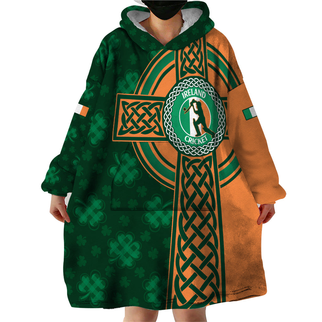 Custom Ireland Cricket Wearable Blanket Hoodie 2024 Celtic Shamrock Go Champions - Vibe Hoodie Shop