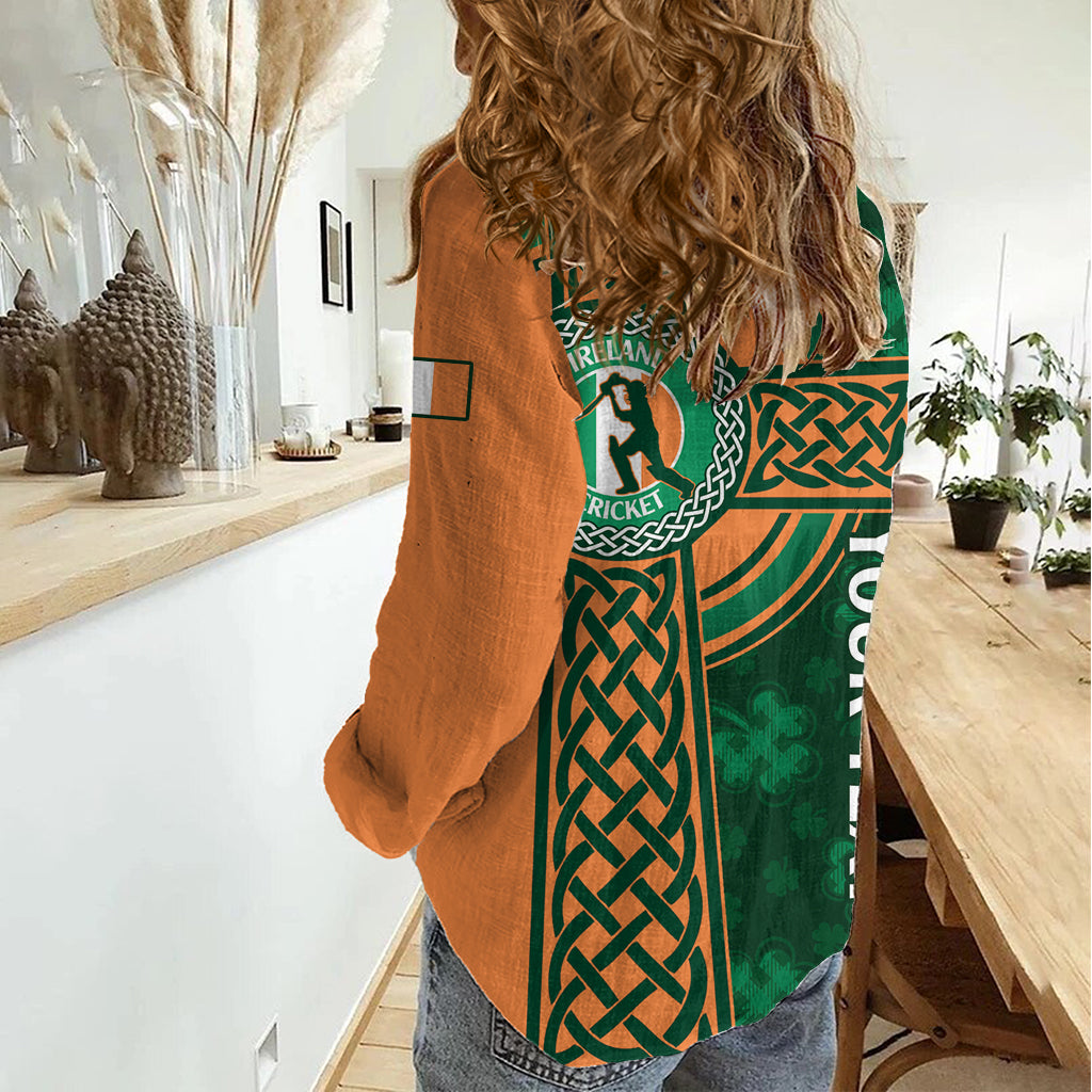 Custom Ireland Cricket Women Casual Shirt 2024 Celtic Shamrock Go Champions - Vibe Hoodie Shop