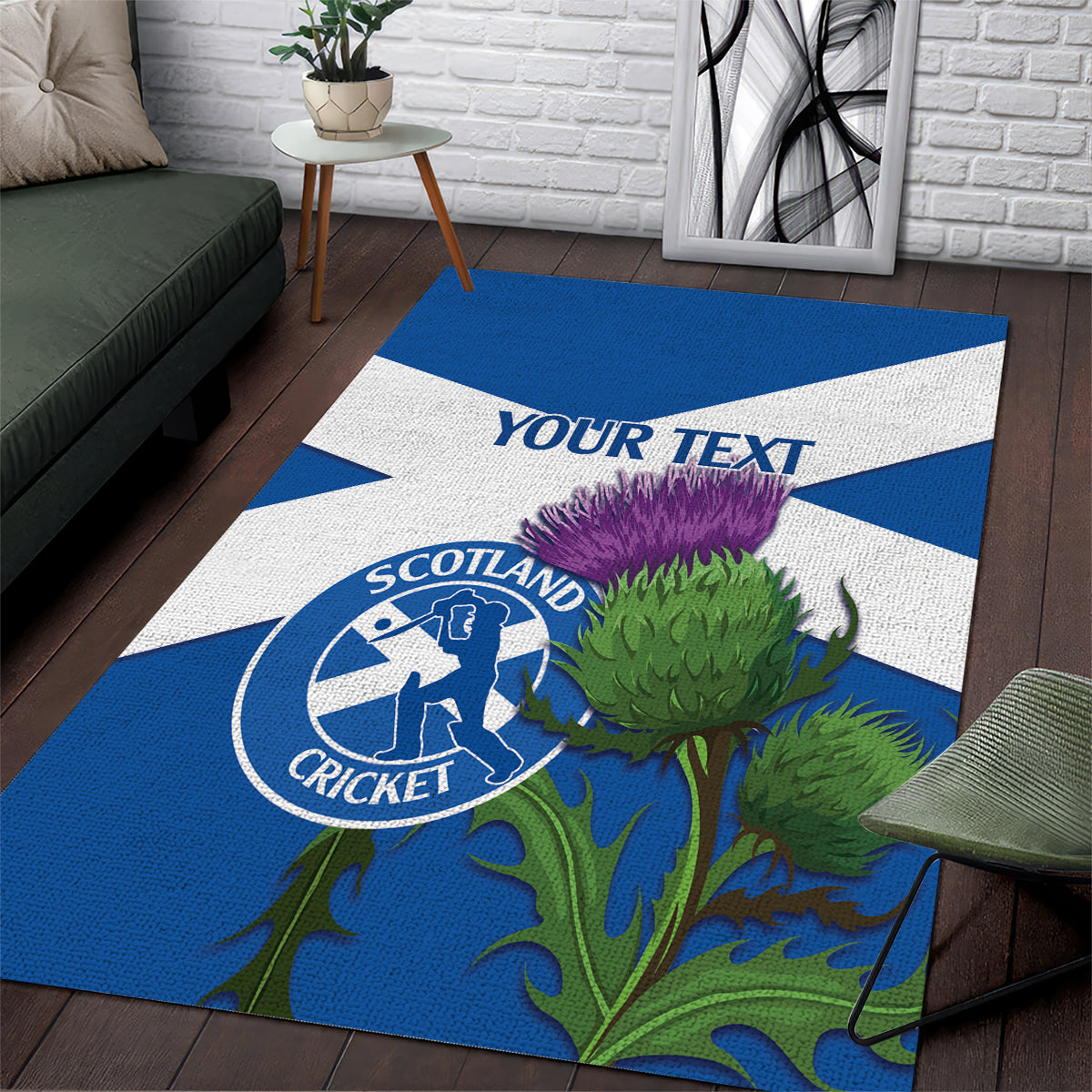 Custom Scotland Cricket Area Rug 2024 Scottish Thistle Flag Style - Vibe Hoodie Shop