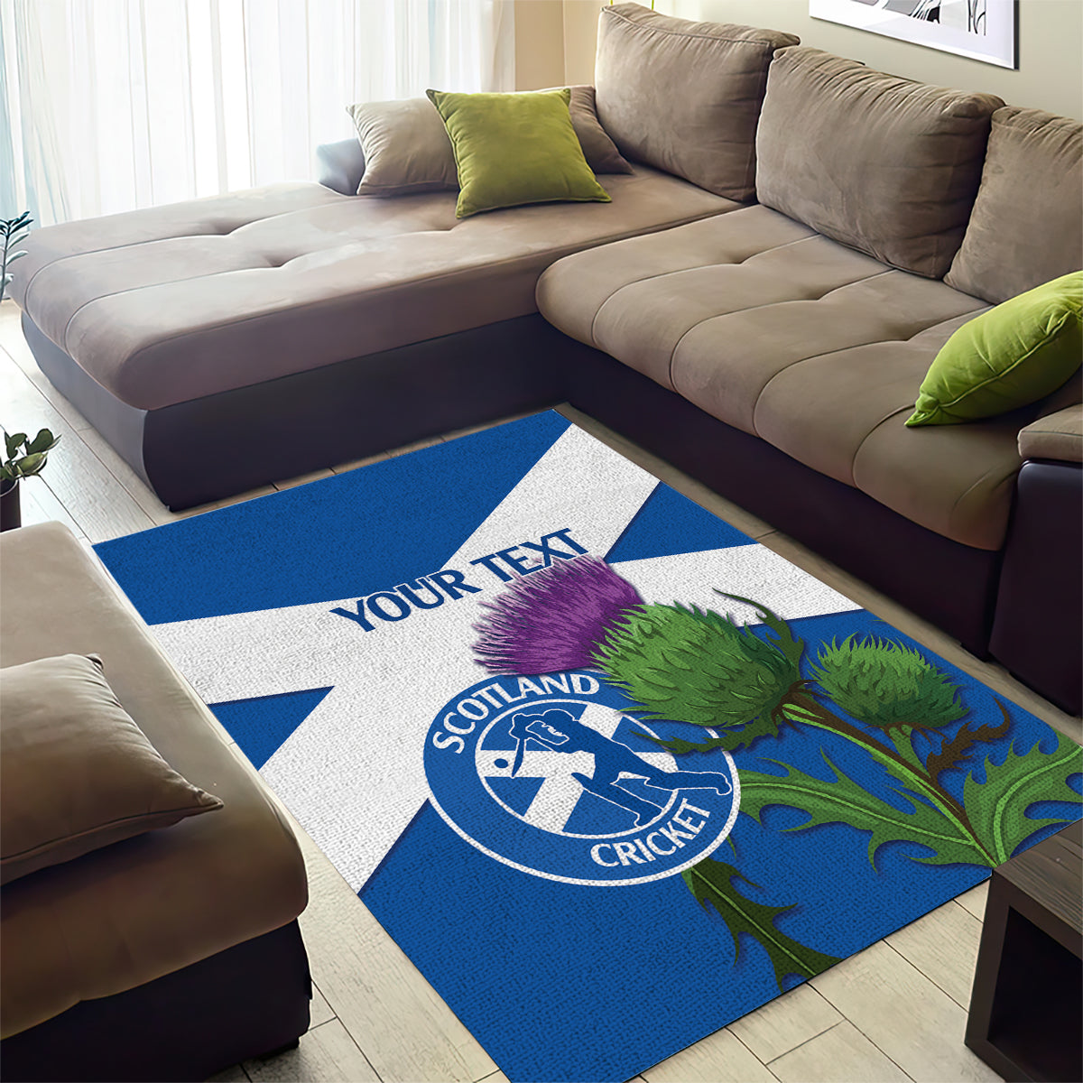 Custom Scotland Cricket Area Rug 2024 Scottish Thistle Flag Style - Vibe Hoodie Shop