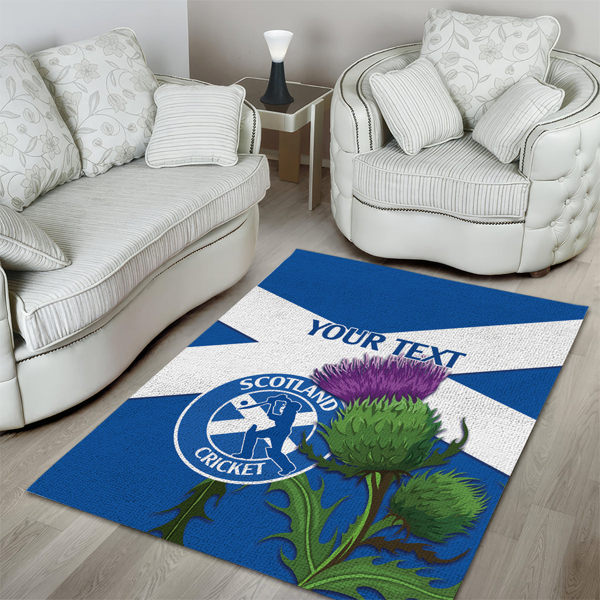 Custom Scotland Cricket Area Rug 2024 Scottish Thistle Flag Style - Vibe Hoodie Shop