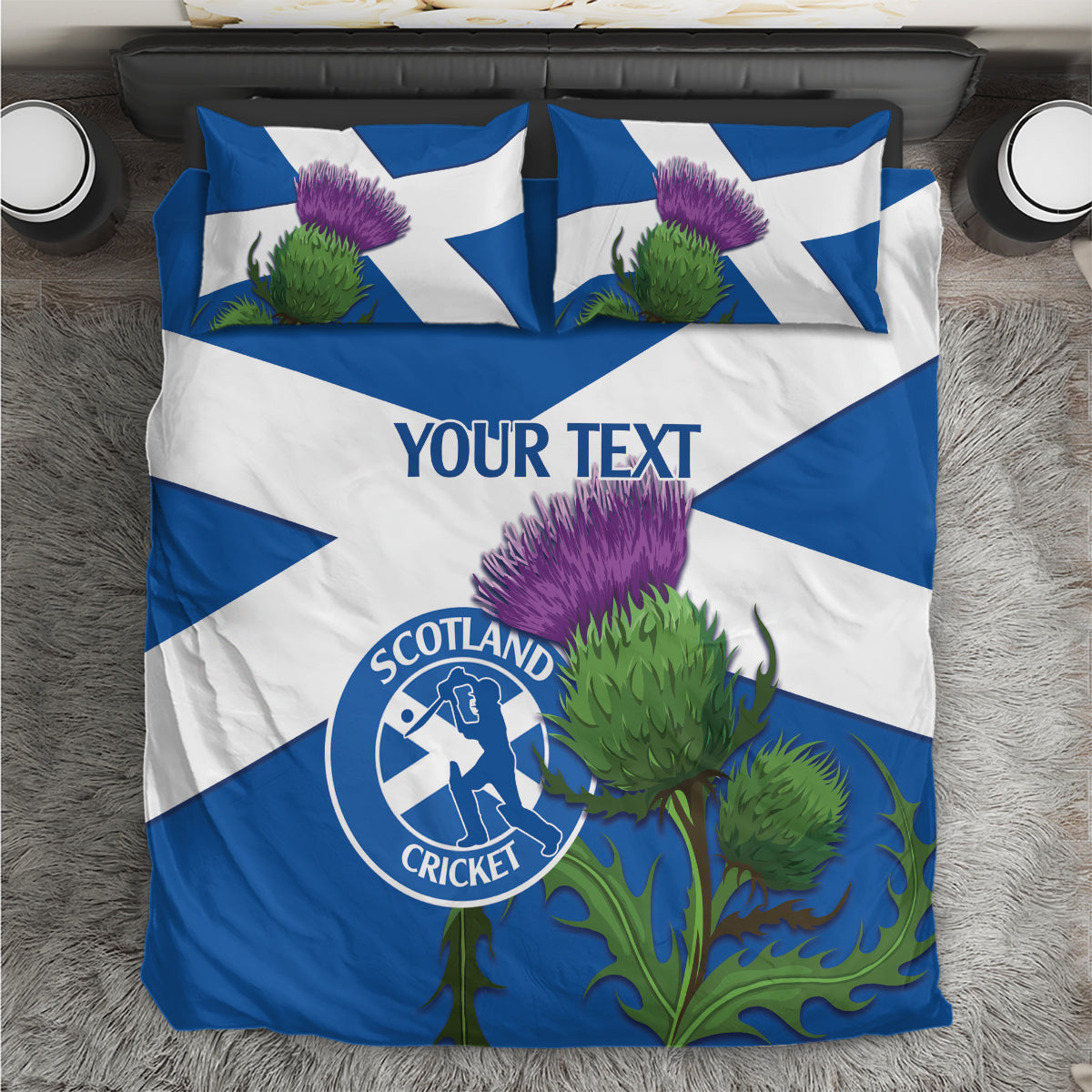 Custom Scotland Cricket Bedding Set 2024 Scottish Thistle Flag Style - Vibe Hoodie Shop