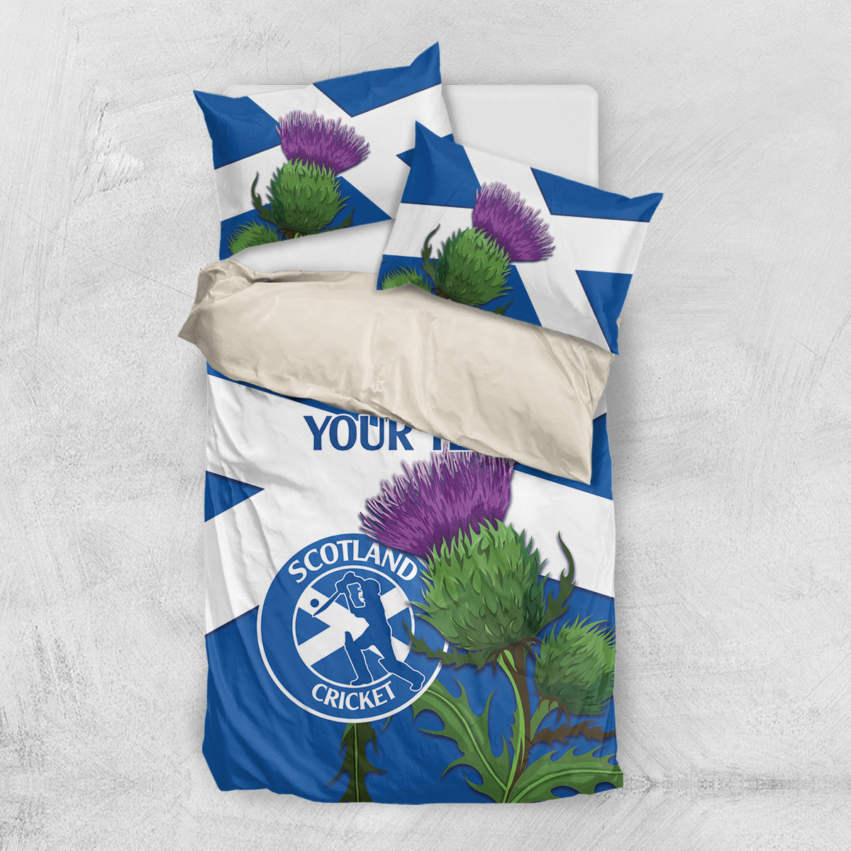 Custom Scotland Cricket Bedding Set 2024 Scottish Thistle Flag Style - Vibe Hoodie Shop
