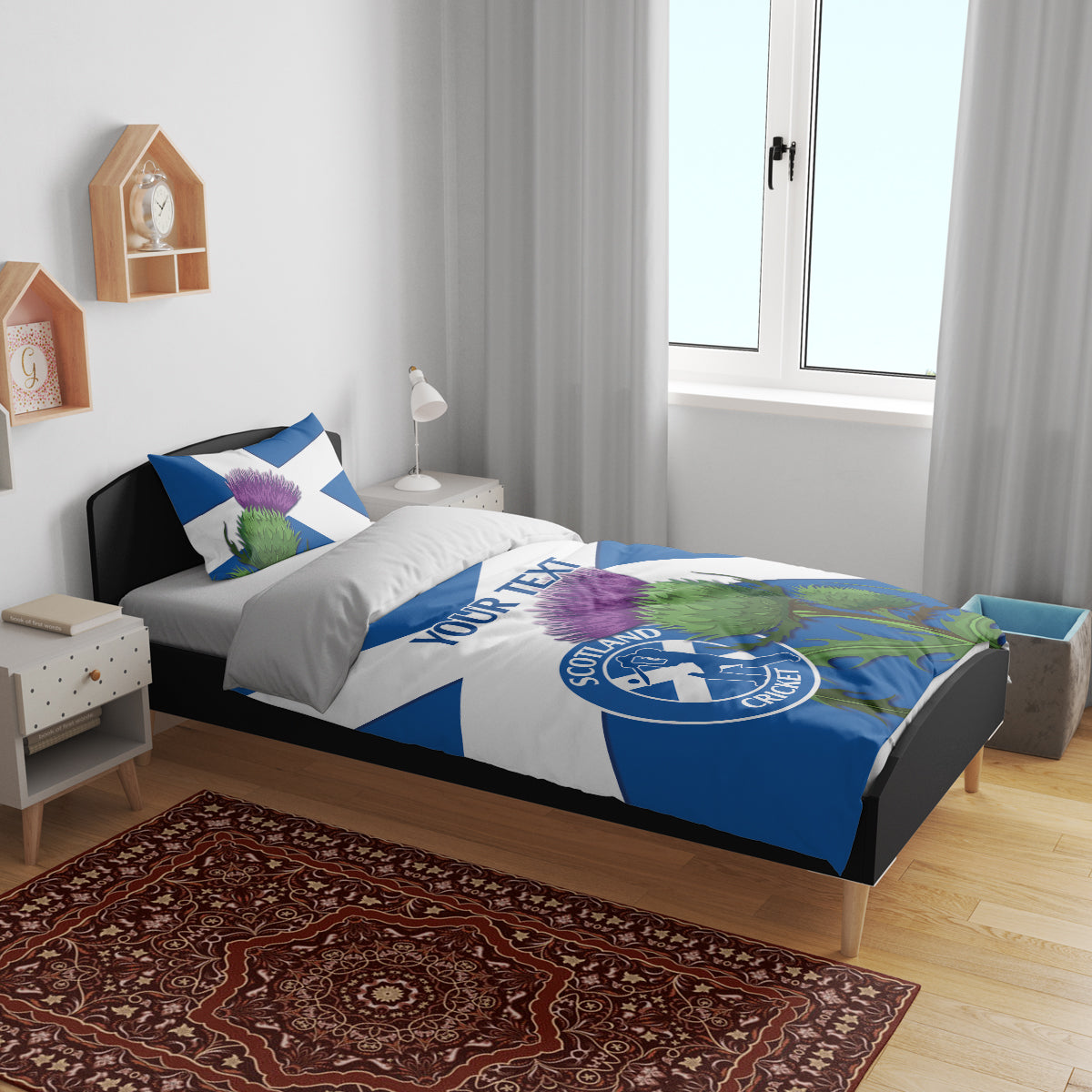 Custom Scotland Cricket Bedding Set 2024 Scottish Thistle Flag Style - Vibe Hoodie Shop