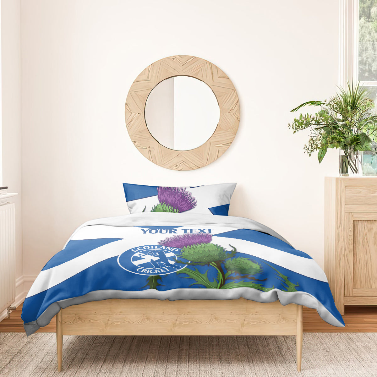Custom Scotland Cricket Bedding Set 2024 Scottish Thistle Flag Style - Vibe Hoodie Shop