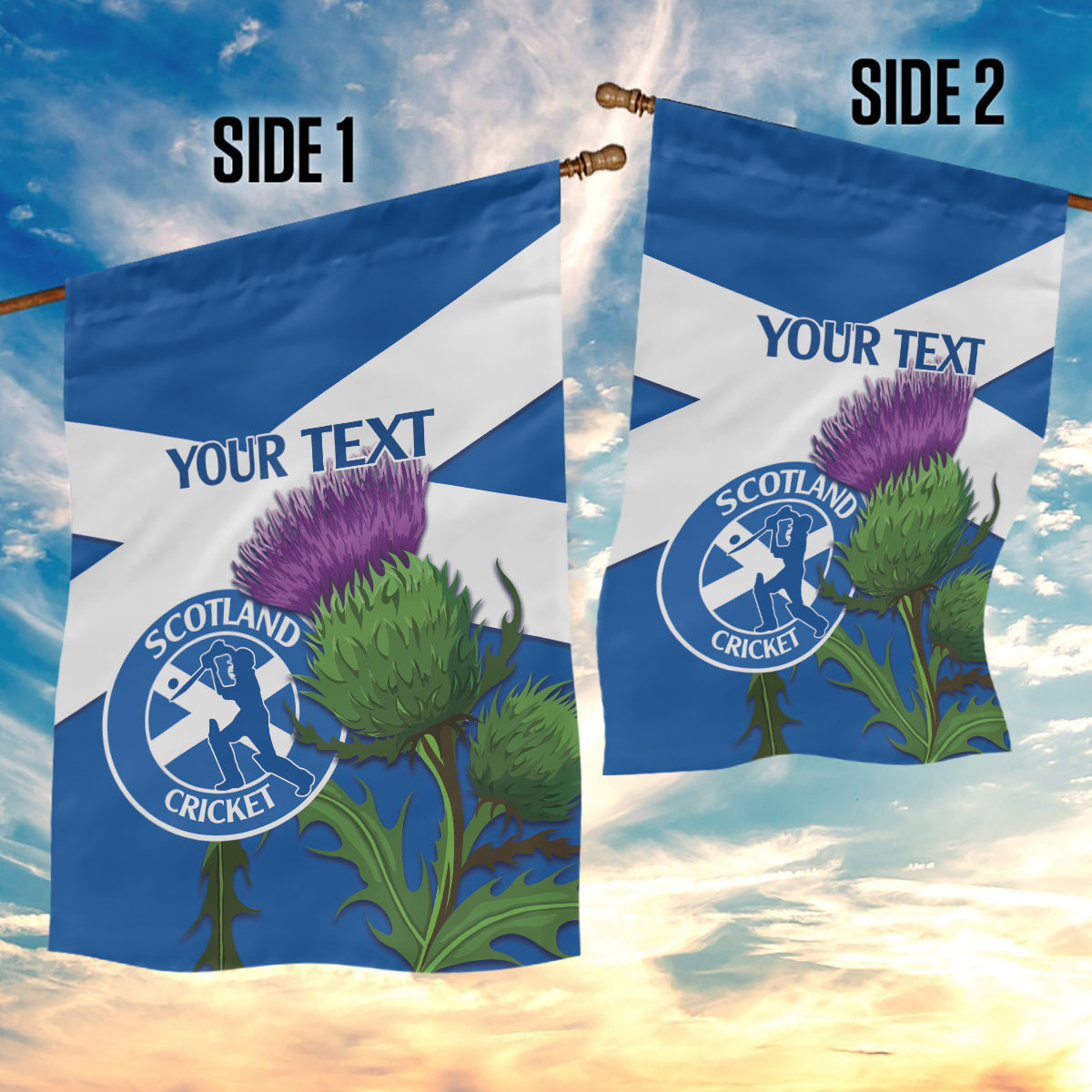 Custom Scotland Cricket Garden Flag 2024 Scottish Thistle Flag Style - Vibe Hoodie Shop