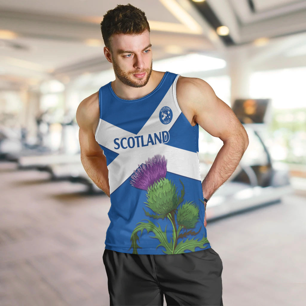 Custom Scotland Cricket Men Tank Top 2024 Scottish Thistle Flag Style - Vibe Hoodie Shop