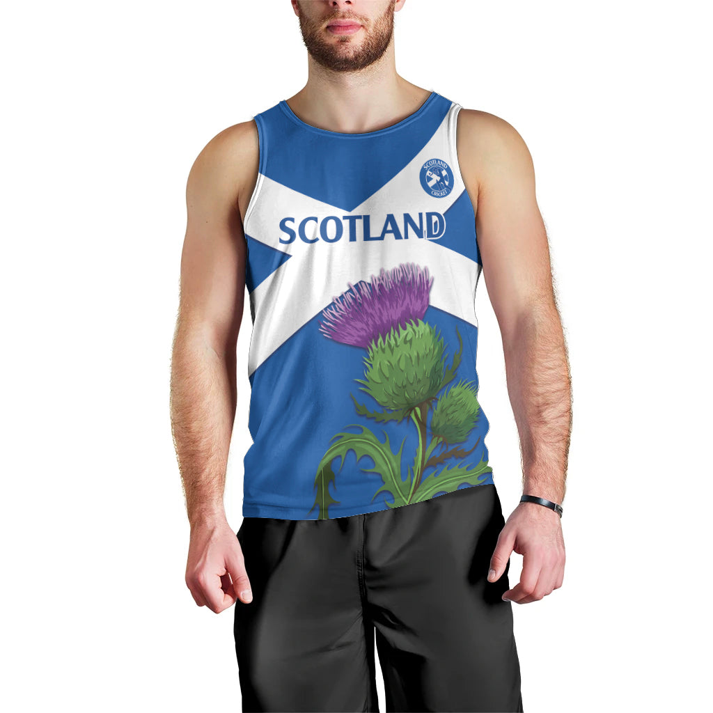 Custom Scotland Cricket Men Tank Top 2024 Scottish Thistle Flag Style - Vibe Hoodie Shop