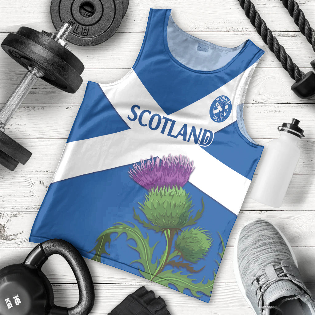 Custom Scotland Cricket Men Tank Top 2024 Scottish Thistle Flag Style - Vibe Hoodie Shop