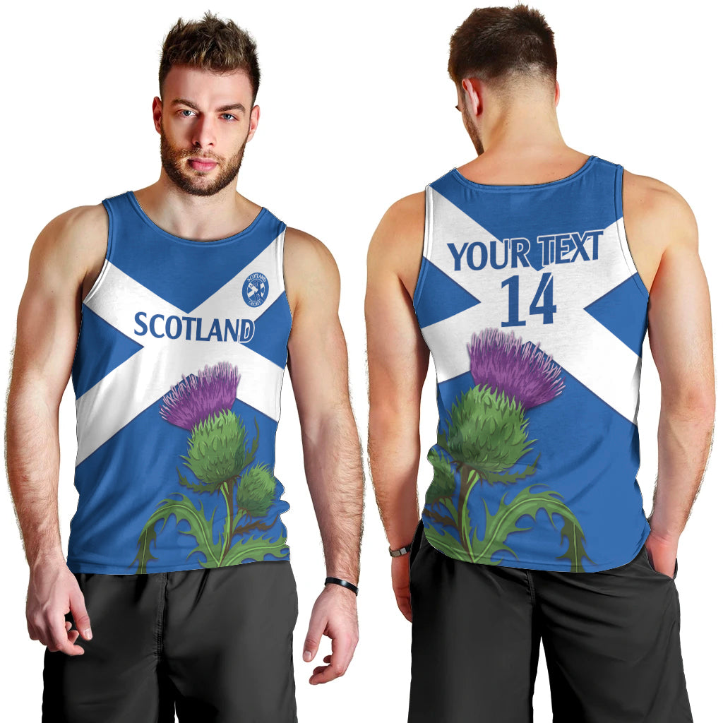 Custom Scotland Cricket Men Tank Top 2024 Scottish Thistle Flag Style - Vibe Hoodie Shop