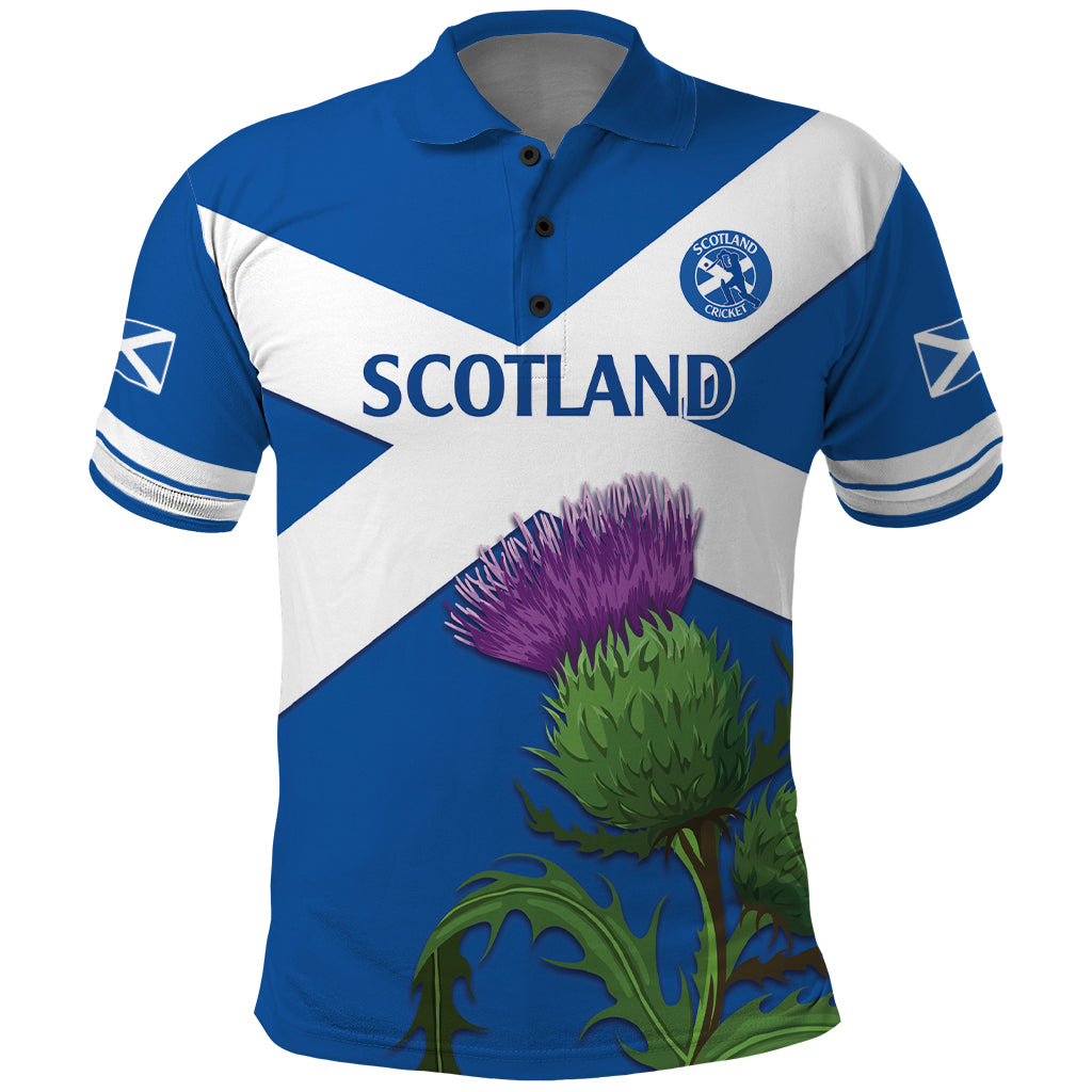 Custom Scotland Cricket Polo Shirt 2024 Scottish Thistle Flag Style - Vibe Hoodie Shop