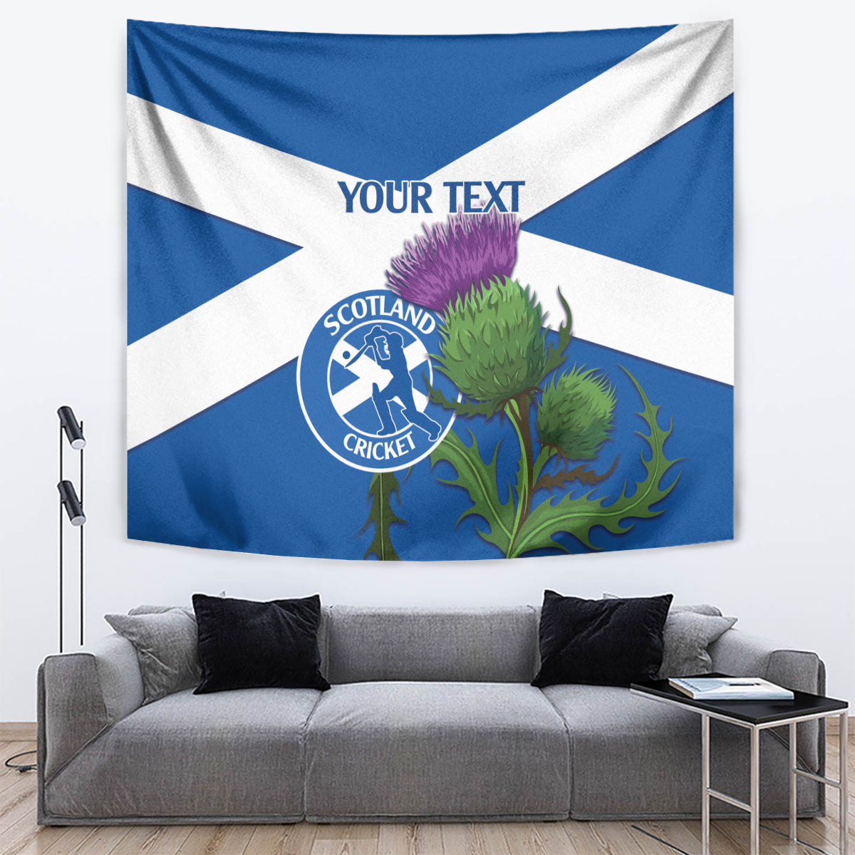 Custom Scotland Cricket Tapestry 2024 Scottish Thistle Flag Style - Vibe Hoodie Shop