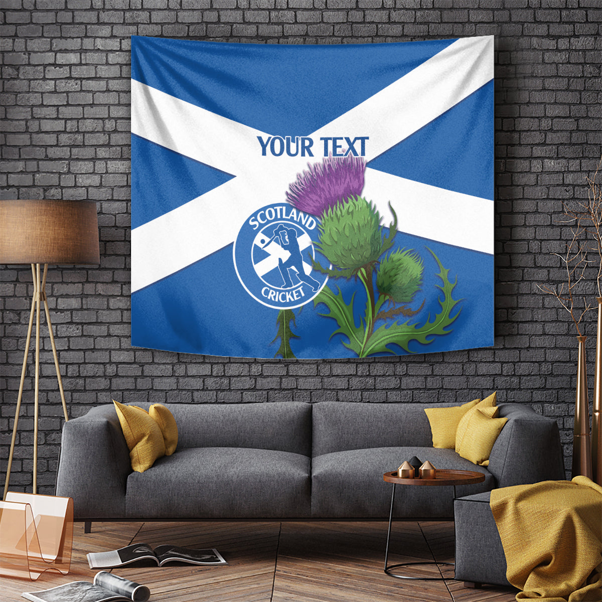 Custom Scotland Cricket Tapestry 2024 Scottish Thistle Flag Style - Vibe Hoodie Shop