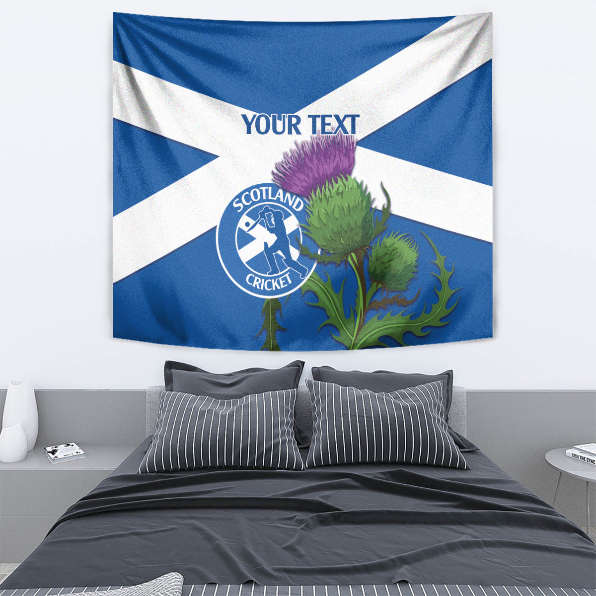 Custom Scotland Cricket Tapestry 2024 Scottish Thistle Flag Style - Vibe Hoodie Shop