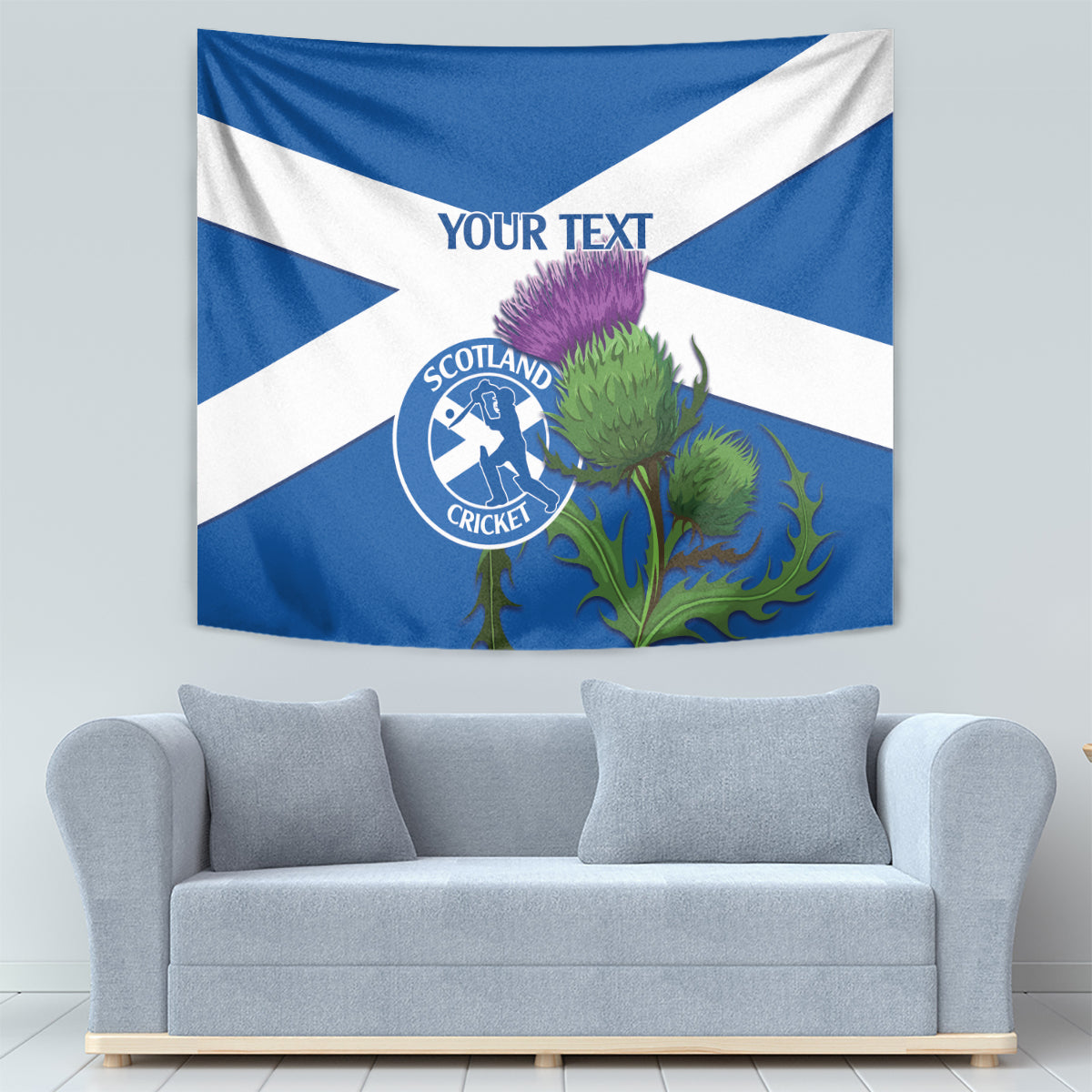 Custom Scotland Cricket Tapestry 2024 Scottish Thistle Flag Style - Vibe Hoodie Shop