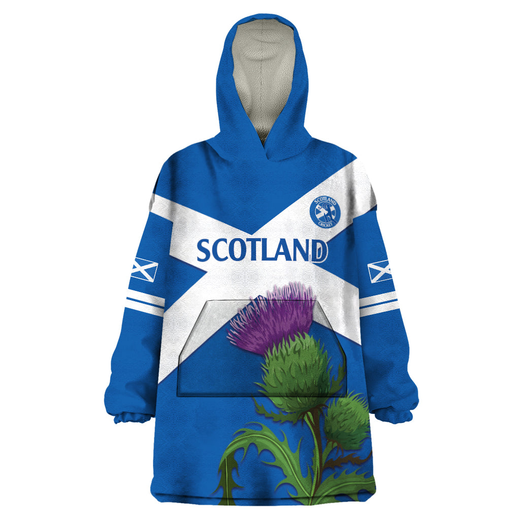 Custom Scotland Cricket Wearable Blanket Hoodie 2024 Scottish Thistle Flag Style - Vibe Hoodie Shop