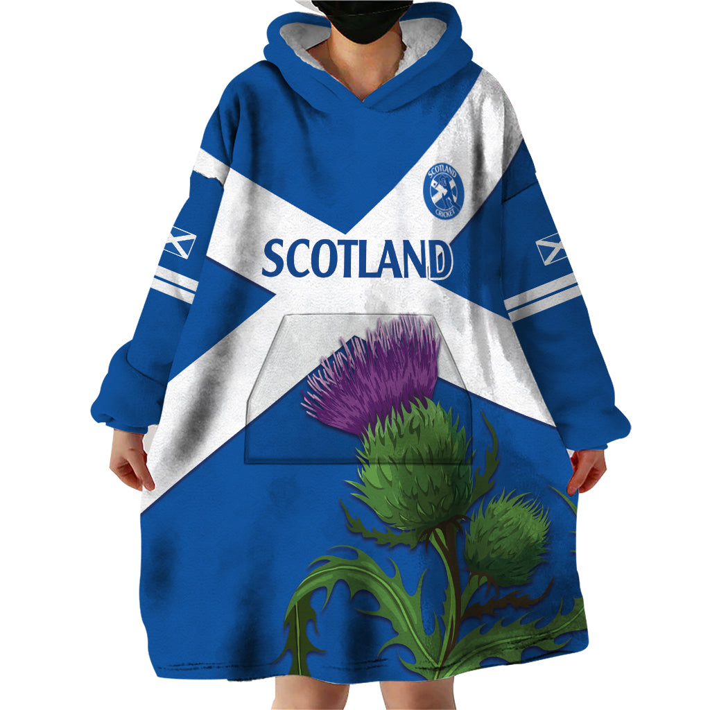 Custom Scotland Cricket Wearable Blanket Hoodie 2024 Scottish Thistle Flag Style - Vibe Hoodie Shop