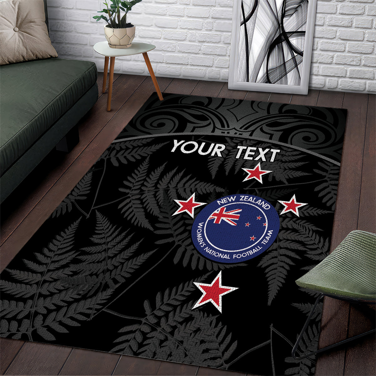 Custom New Zealand Silver Fern Football Area Rug Summer 2024 Olympic Go Aotearoa - Vibe Hoodie Shop