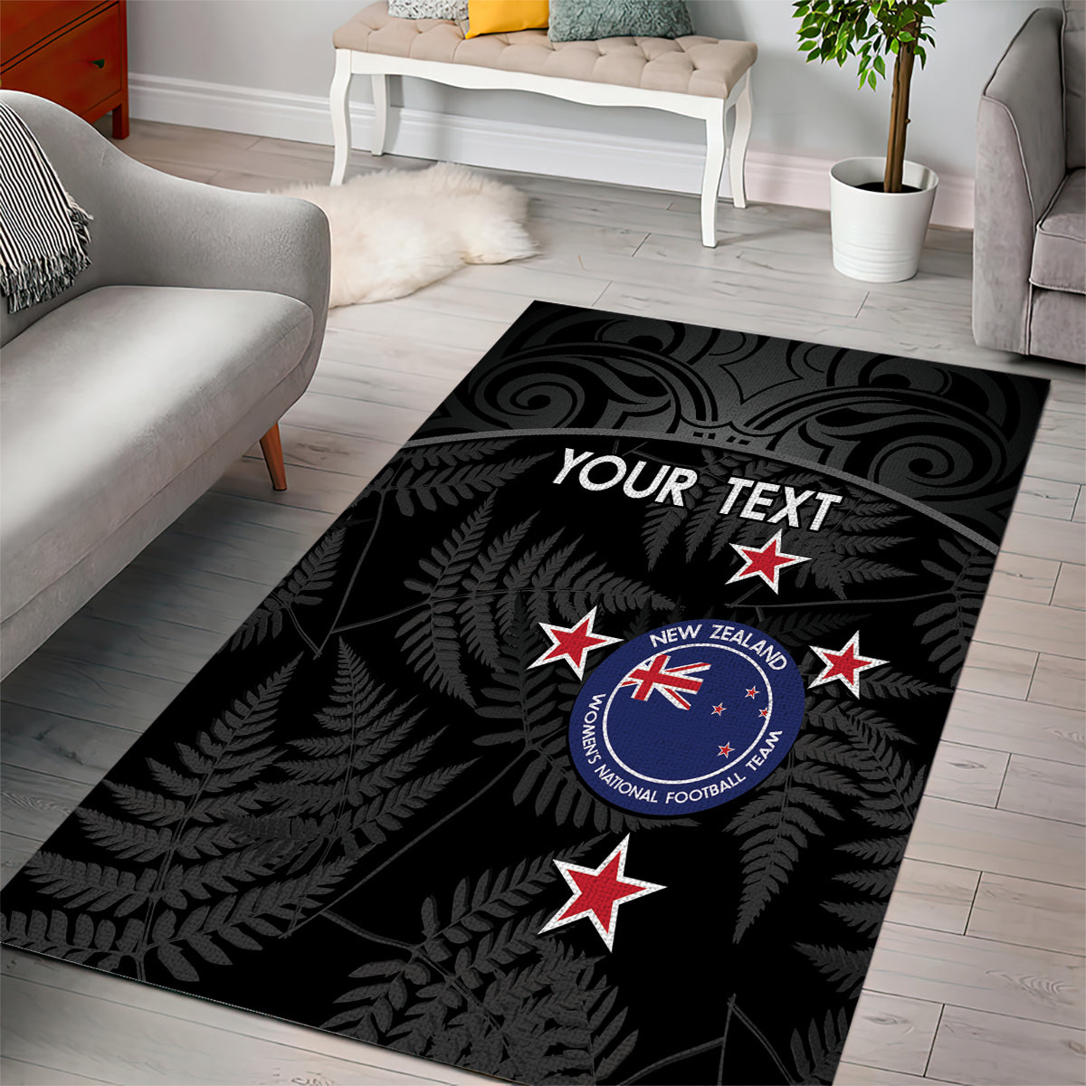 Custom New Zealand Silver Fern Football Area Rug Summer 2024 Olympic Go Aotearoa - Vibe Hoodie Shop