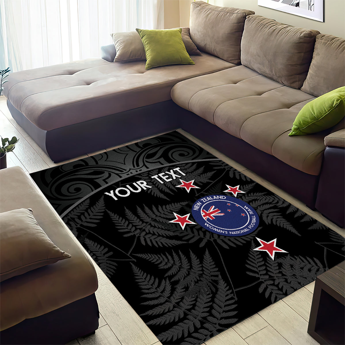 Custom New Zealand Silver Fern Football Area Rug Summer 2024 Olympic Go Aotearoa - Vibe Hoodie Shop