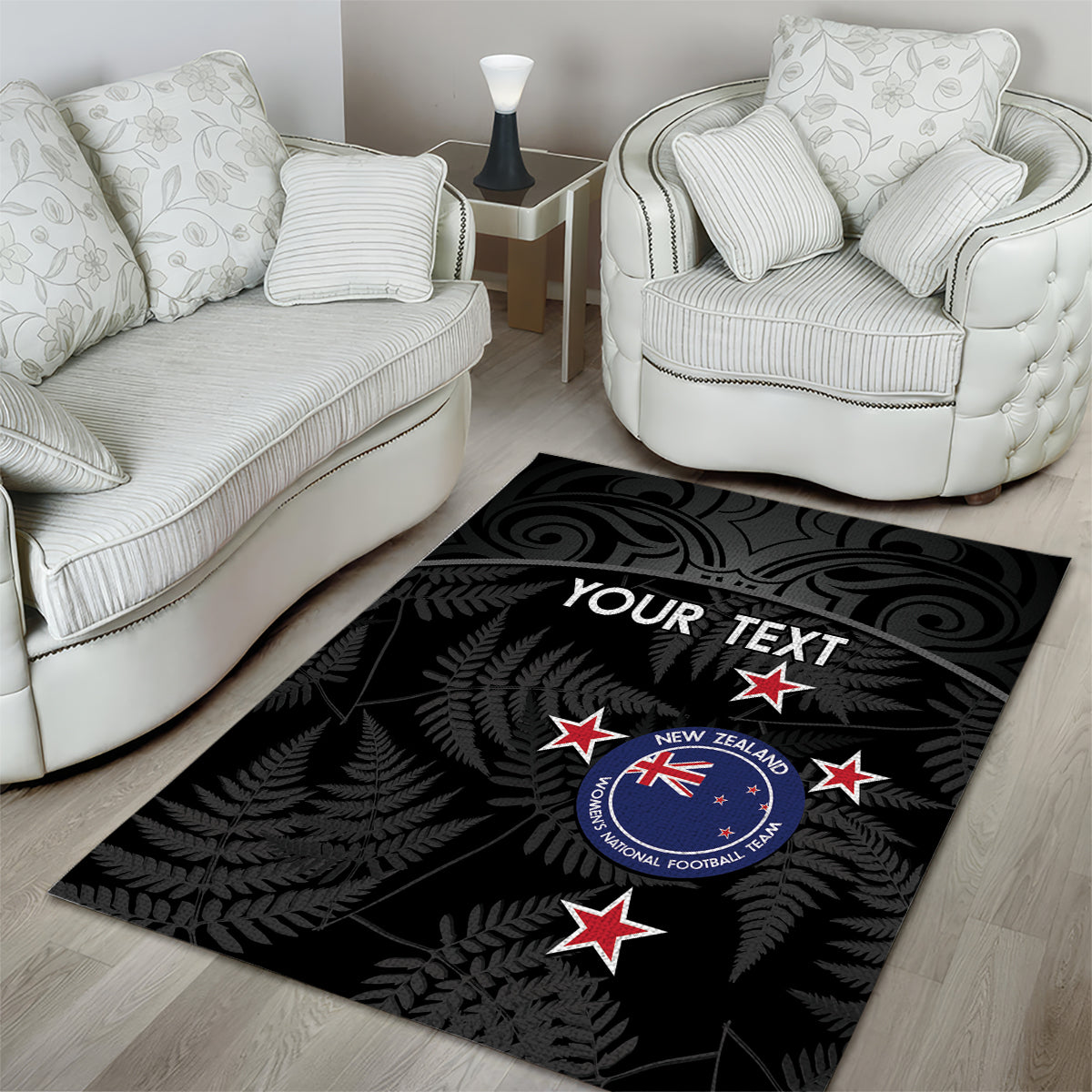 Custom New Zealand Silver Fern Football Area Rug Summer 2024 Olympic Go Aotearoa - Vibe Hoodie Shop