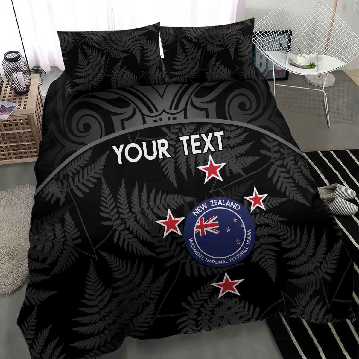 Custom New Zealand Silver Fern Football Bedding Set Summer 2024 Olympic Go Aotearoa - Vibe Hoodie Shop