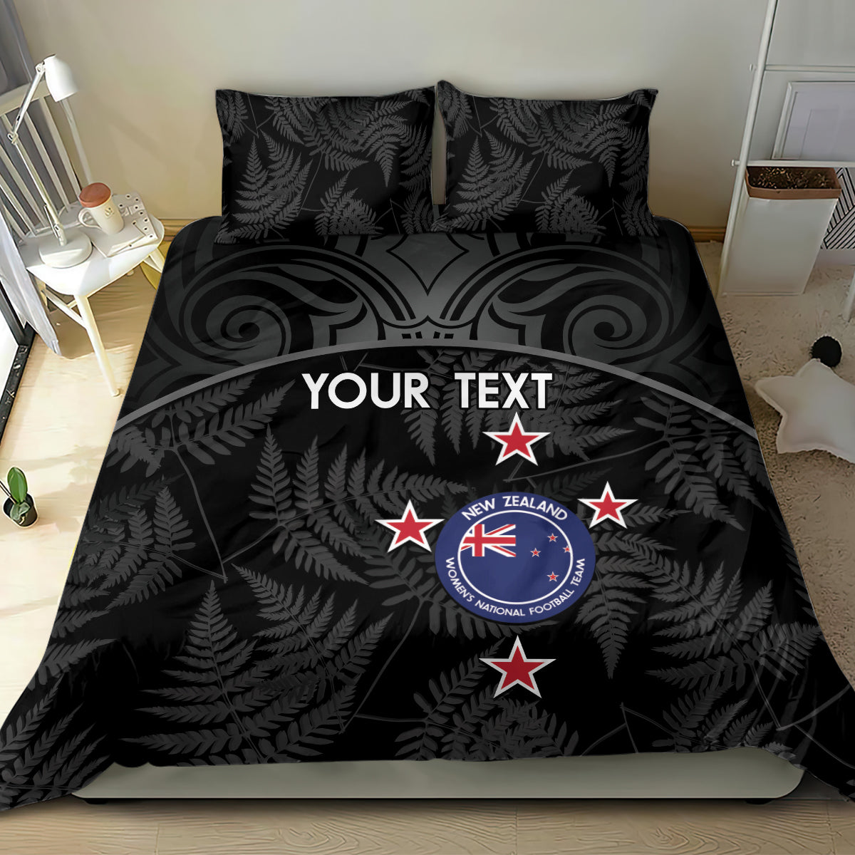 Custom New Zealand Silver Fern Football Bedding Set Summer 2024 Olympic Go Aotearoa - Vibe Hoodie Shop