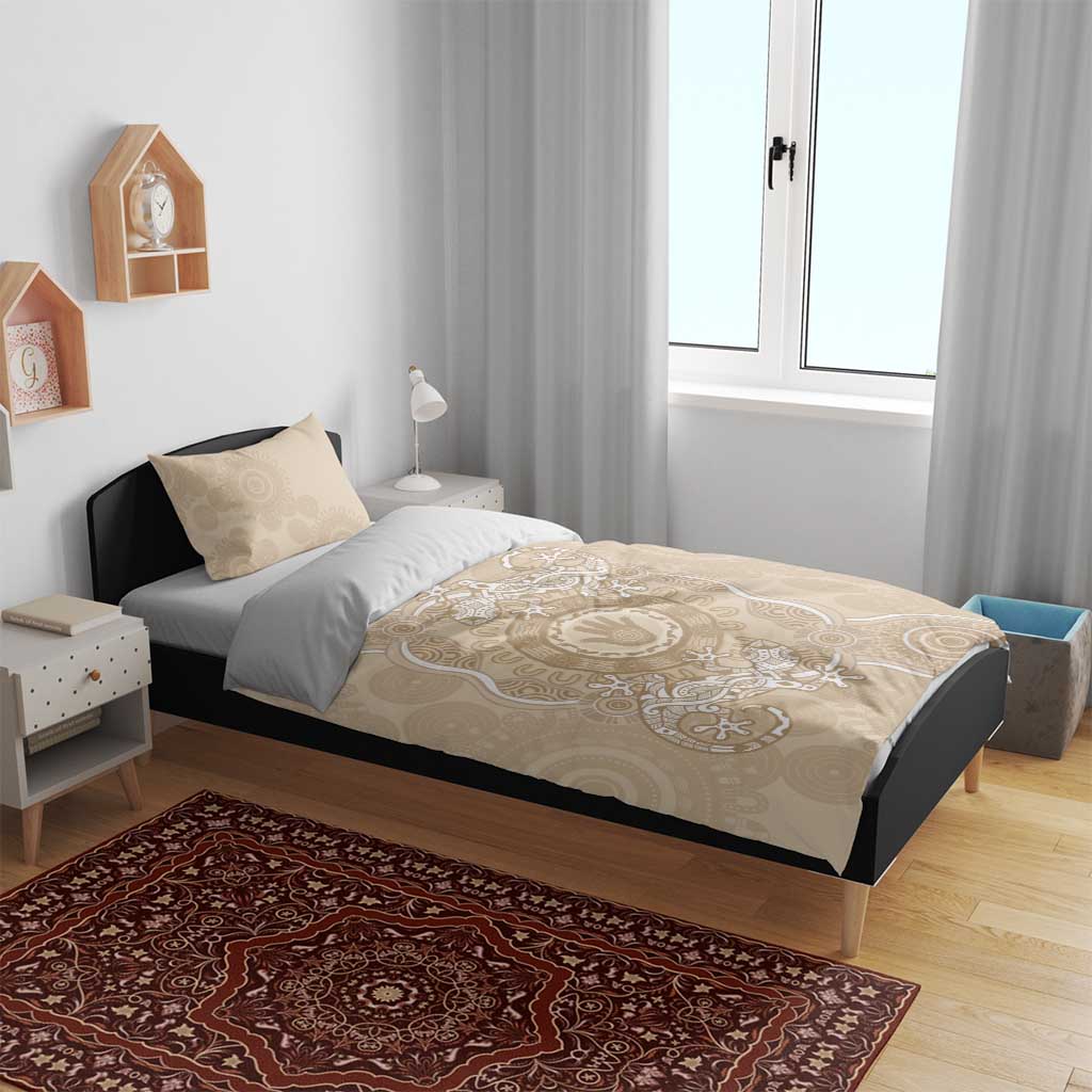 Beige Australia Lizard With Aboriginal Art Bedding Set - Vibe Hoodie Shop