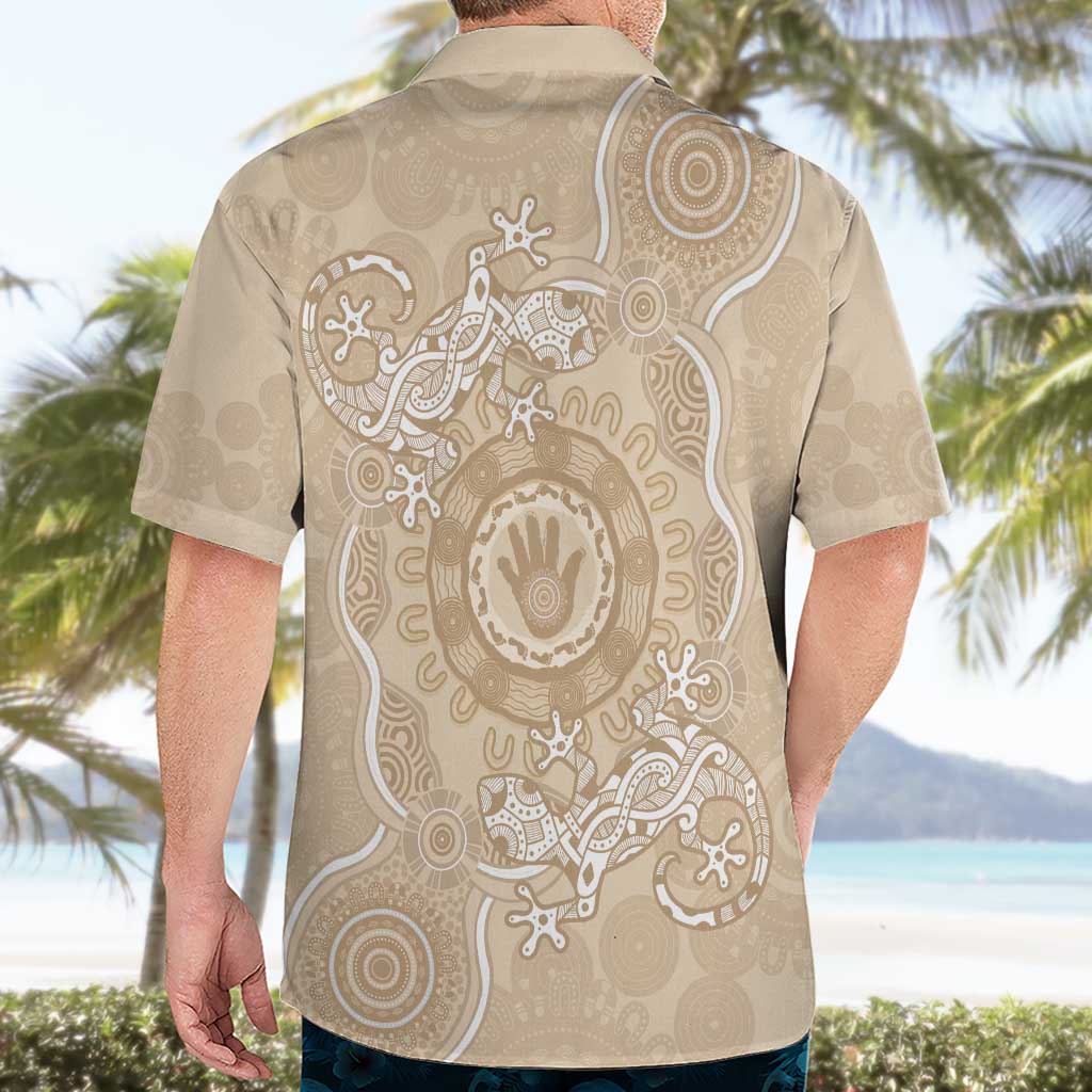 Beige Australia Lizard With Aboriginal Art Hawaiian Shirt - Vibe Hoodie Shop