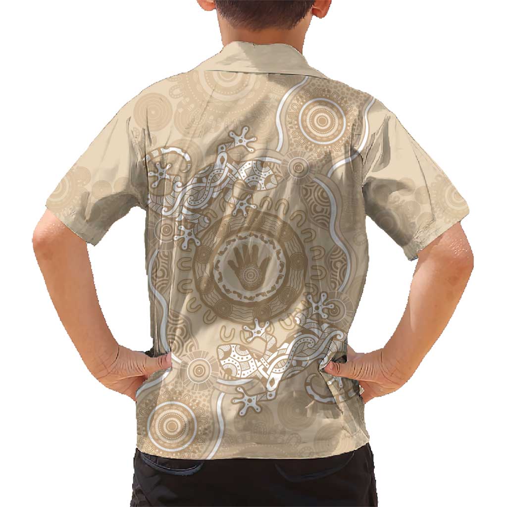 Beige Australia Lizard With Aboriginal Art Hawaiian Shirt - Vibe Hoodie Shop