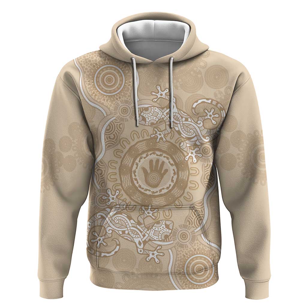 Beige Australia Lizard With Aboriginal Art Hoodie - Vibe Hoodie Shop