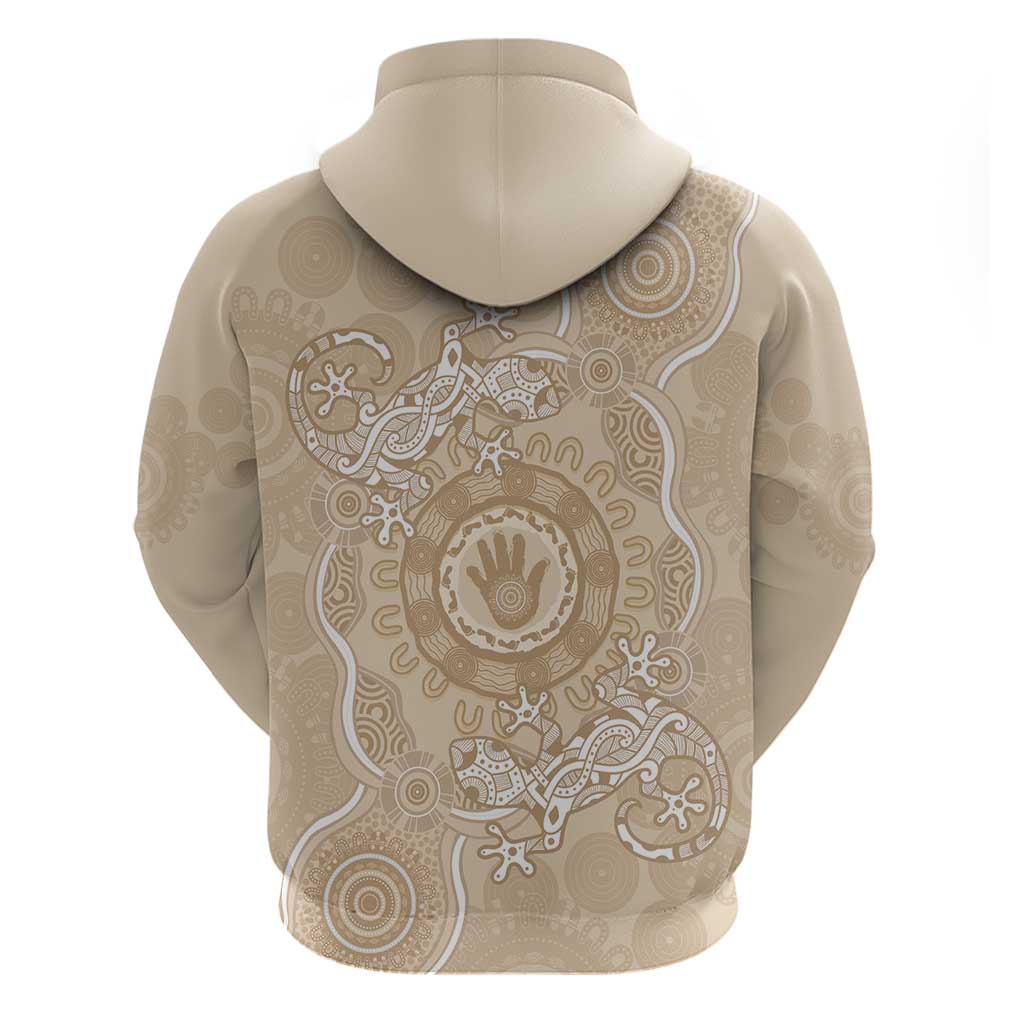 Beige Australia Lizard With Aboriginal Art Hoodie - Vibe Hoodie Shop