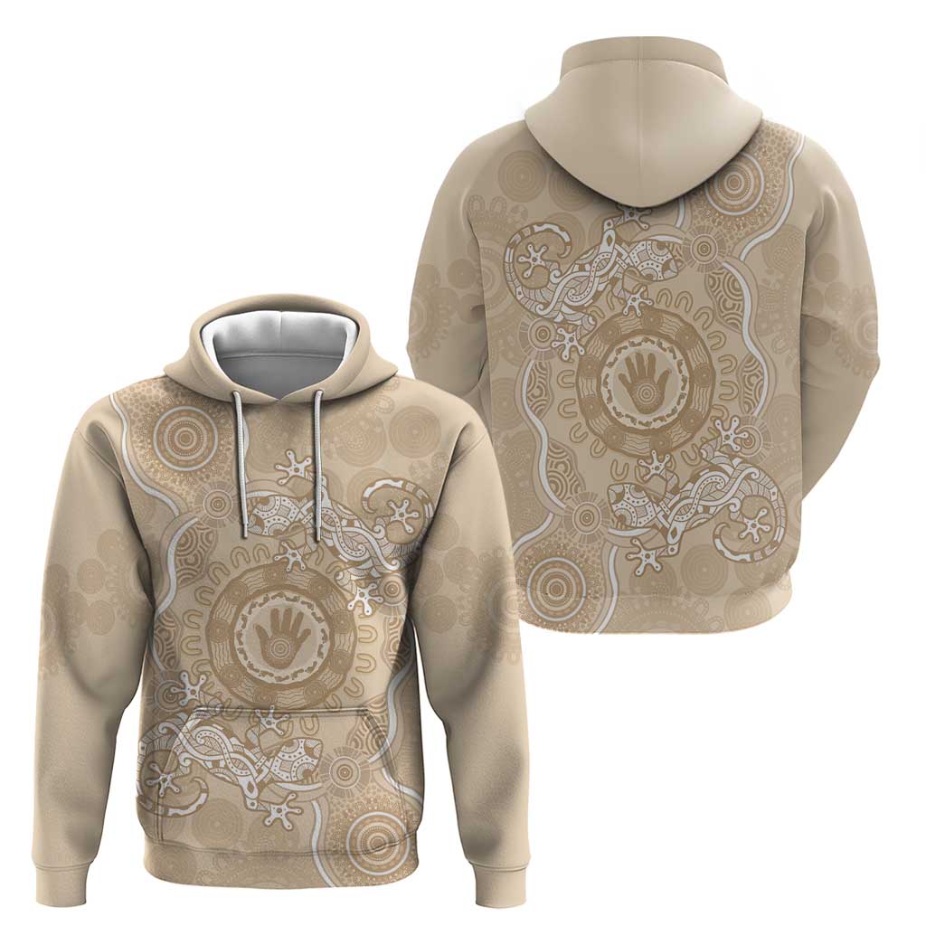 Beige Australia Lizard With Aboriginal Art Hoodie - Vibe Hoodie Shop