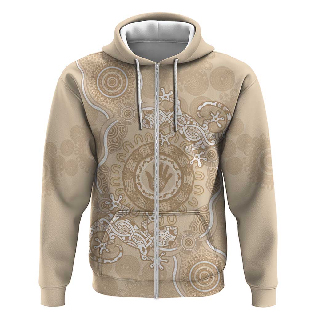 Beige Australia Lizard With Aboriginal Art Hoodie - Vibe Hoodie Shop