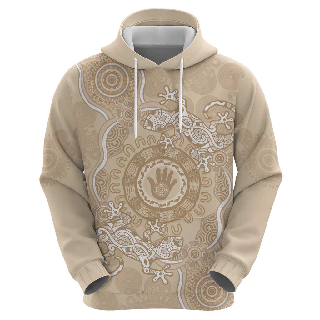 Beige Australia Lizard With Aboriginal Art Hoodie - Vibe Hoodie Shop