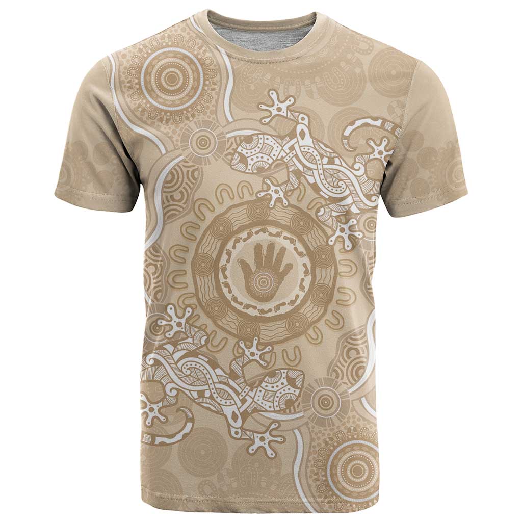 Beige Australia Lizard With Aboriginal Art T Shirt - Vibe Hoodie Shop