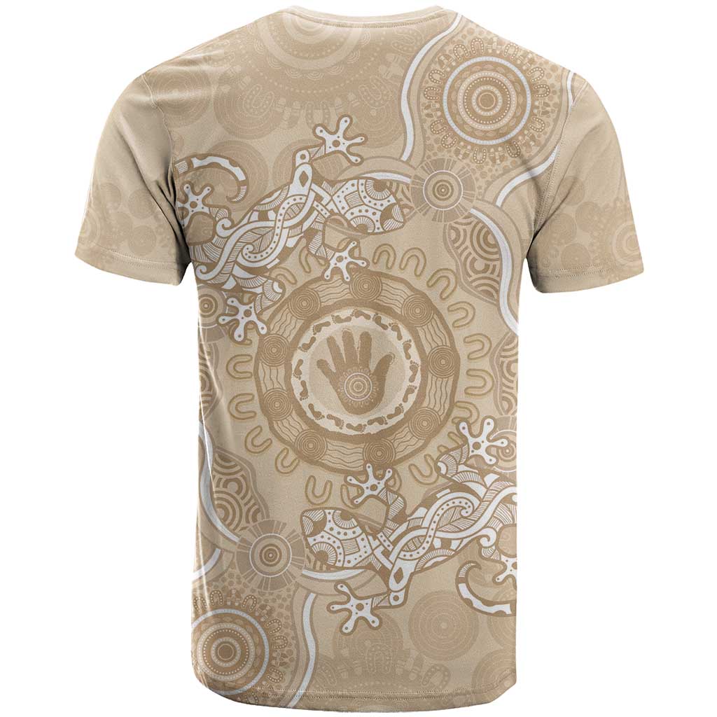 Beige Australia Lizard With Aboriginal Art T Shirt - Vibe Hoodie Shop