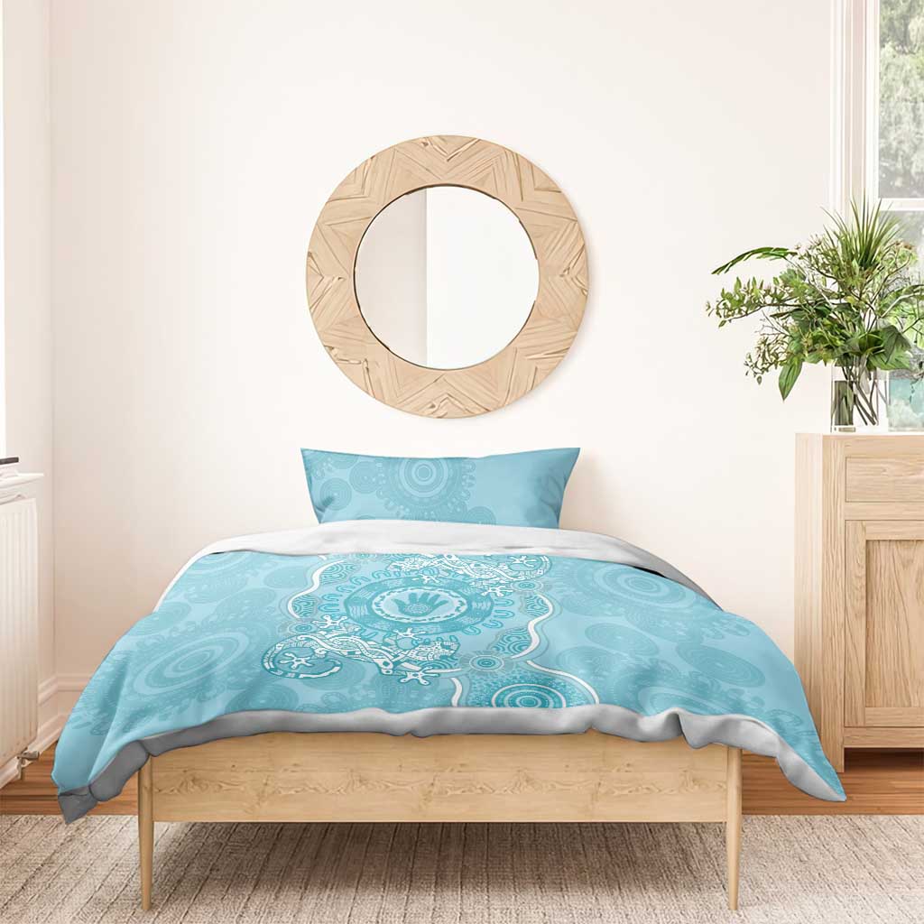 Blue Australia Lizard With Aboriginal Art Bedding Set - Vibe Hoodie Shop