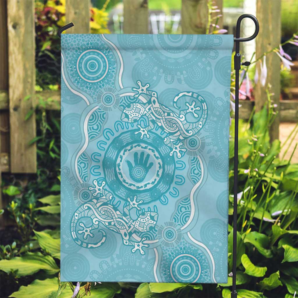 Blue Australia Lizard With Aboriginal Art Garden Flag - Vibe Hoodie Shop