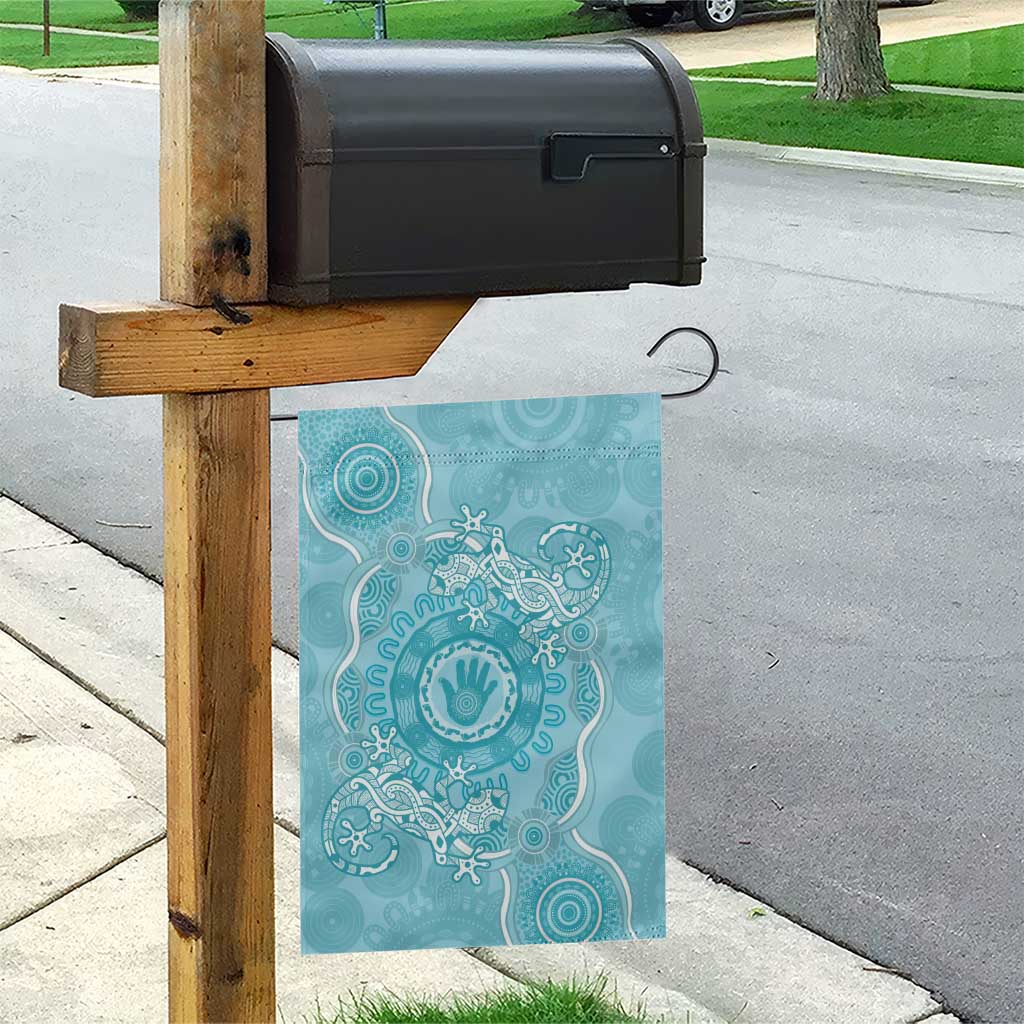 Blue Australia Lizard With Aboriginal Art Garden Flag - Vibe Hoodie Shop