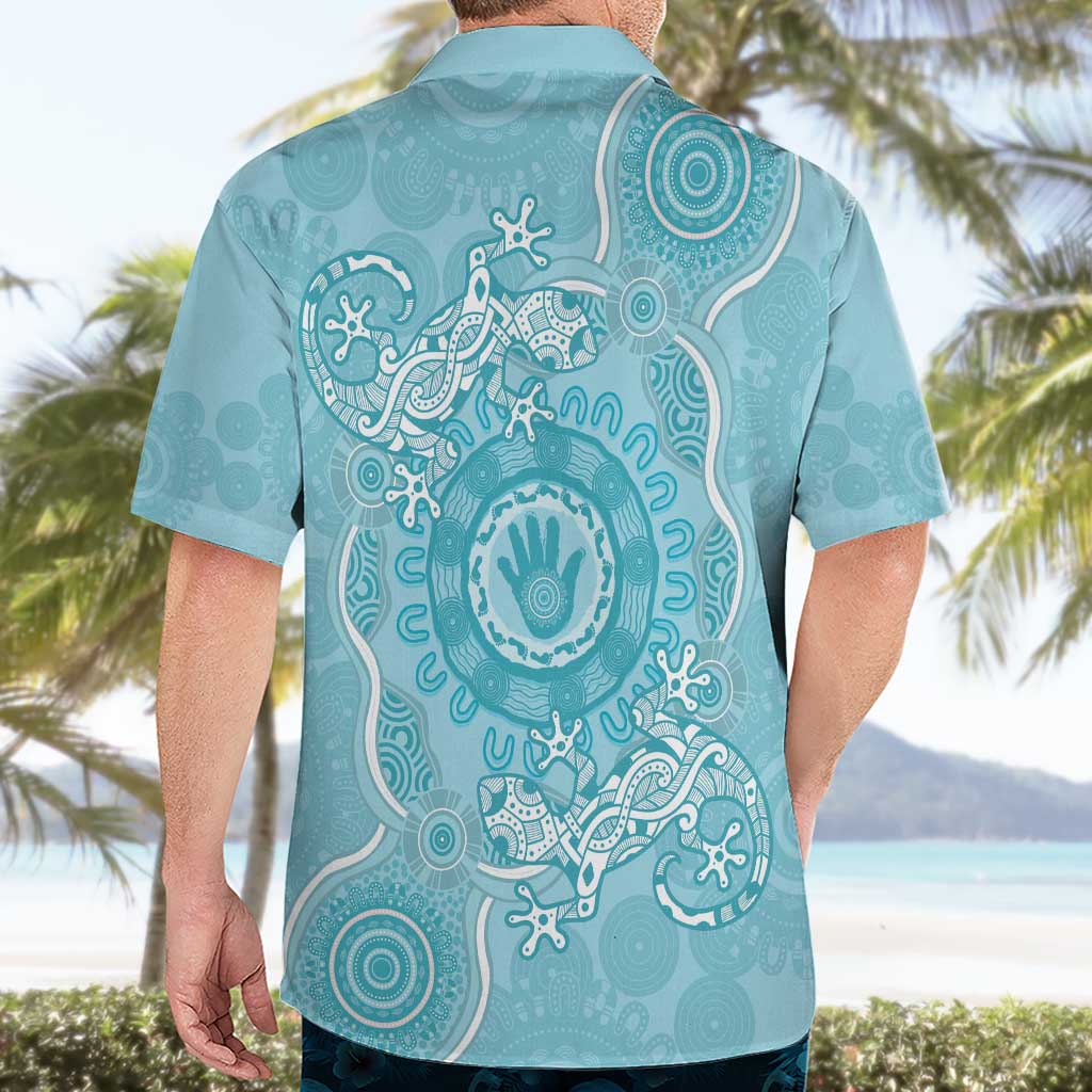 Blue Australia Lizard With Aboriginal Art Hawaiian Shirt - Vibe Hoodie Shop