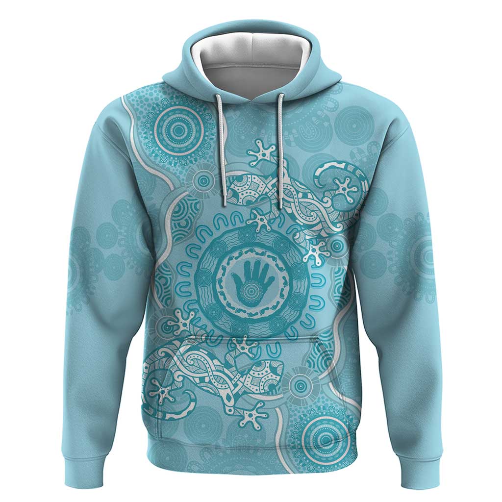 Blue Australia Lizard With Aboriginal Art Hoodie - Vibe Hoodie Shop