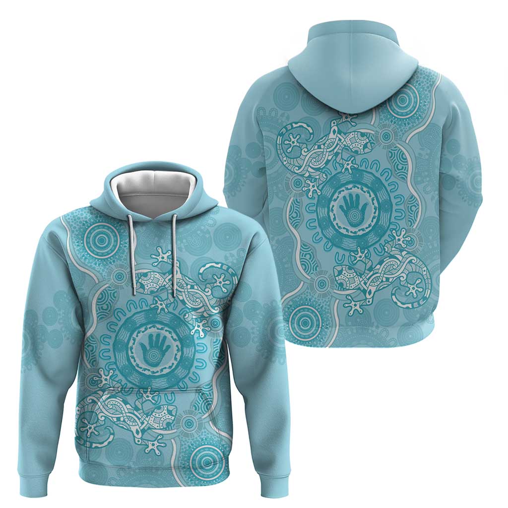 Blue Australia Lizard With Aboriginal Art Hoodie - Vibe Hoodie Shop